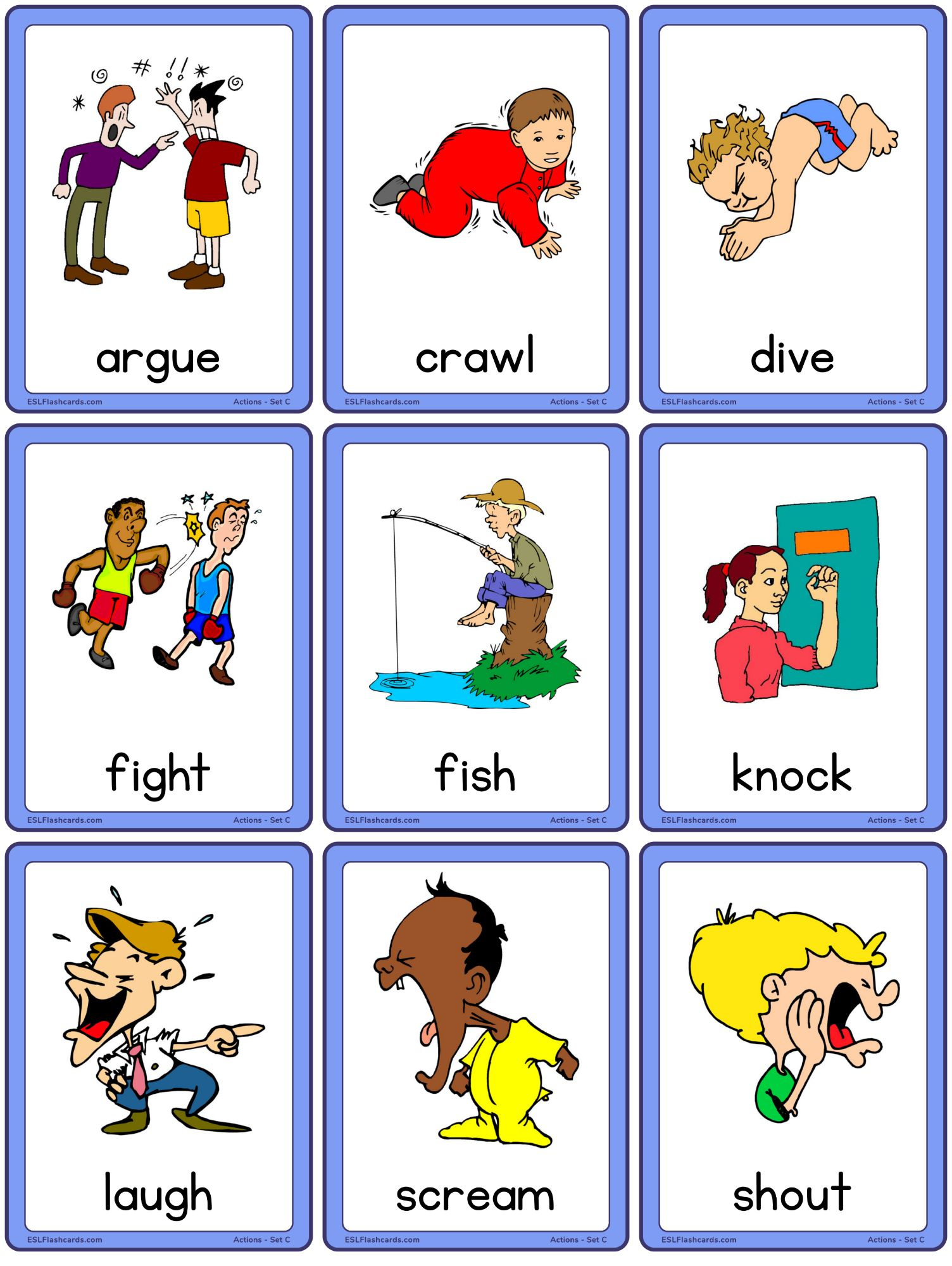 Action Flashcards – Set C – Esl Flashcards in Free Printable Action Flashcards