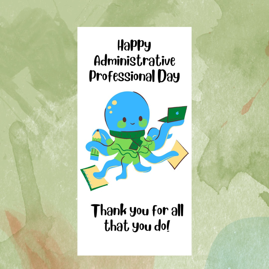 Administrative Professionals Day - Greeting Card - Digital File inside Free Printable Administrative Assistant Cards