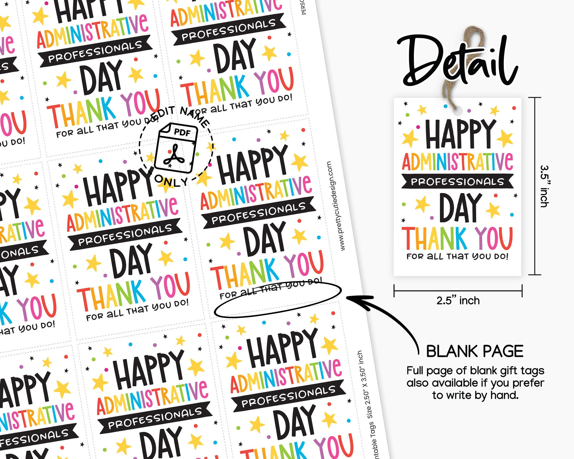 Administrative Professionals Day Tag Printable, Admin in Free Printable Administrative Assistant Cards