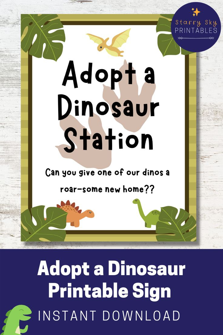 Adopt A Dinosaur Printable Sign + Certificate in Adopt A Dinosaur Sign Free Printable