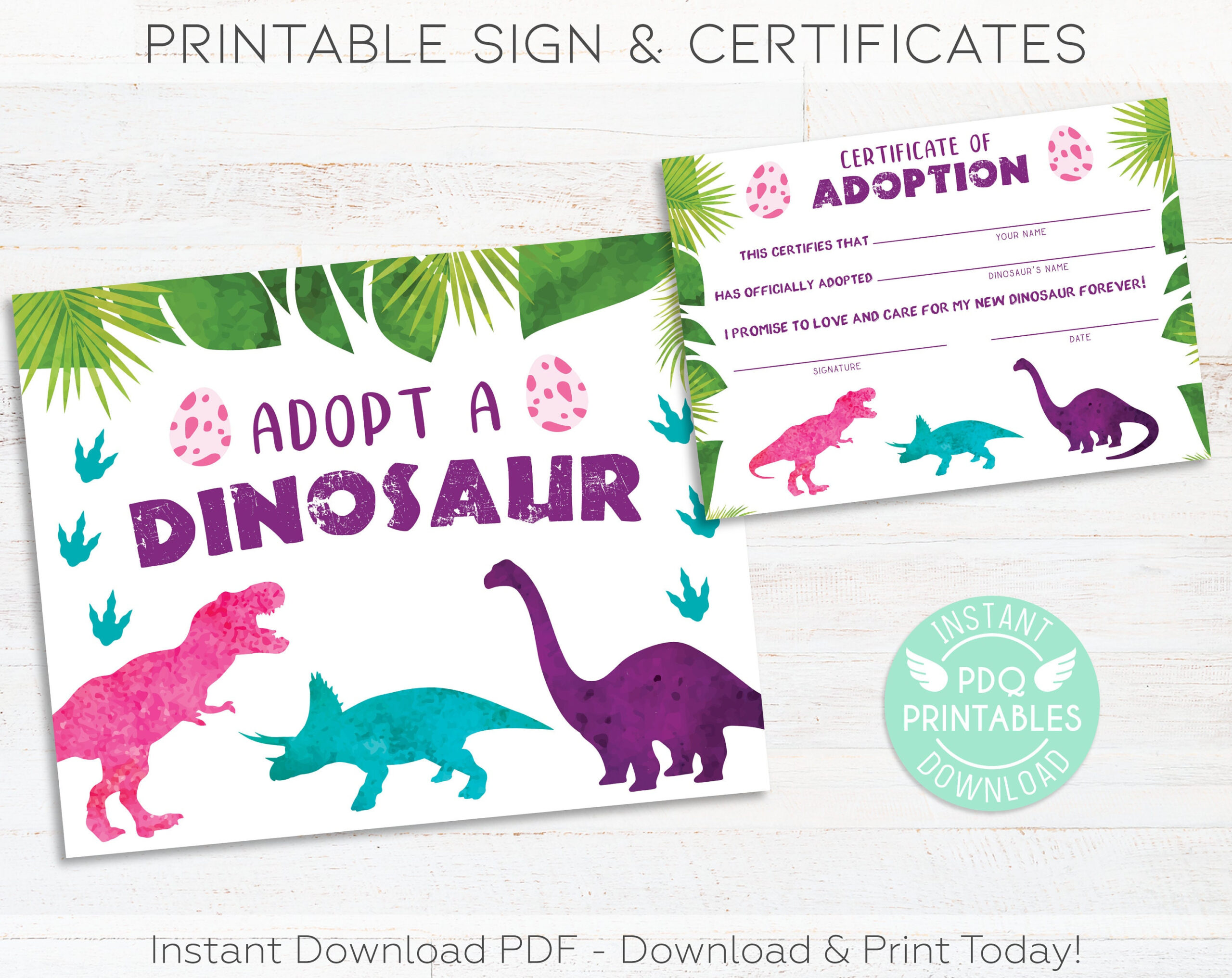 Adopt A Dinosaur Printable Sign &amp;amp; Dinosaur Adoption Certificates with regard to Adopt A Dinosaur Sign Free Printable
