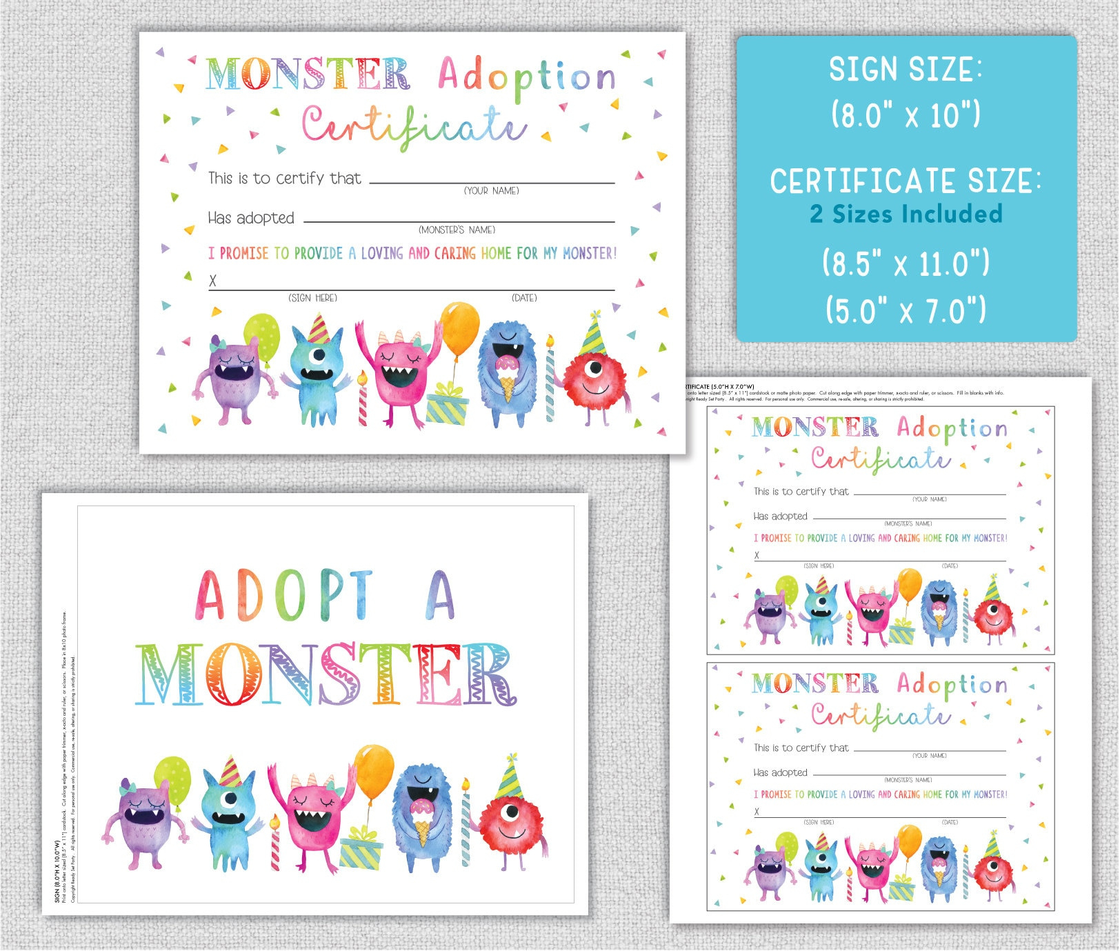 Adopt A Monster Certificate And Sign Printable, Monster Adoption throughout Adopt a Monster Free Printable
