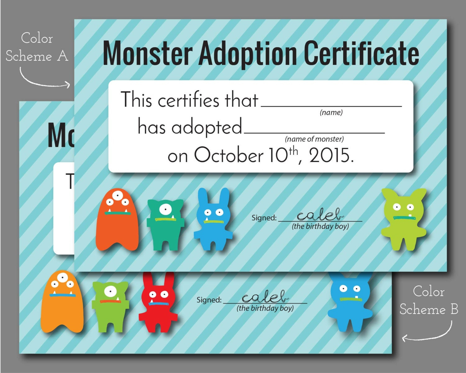 Adopt A Monster Certificate Free pertaining to Adopt A Monster Free Printable