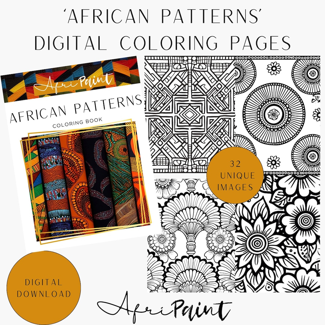 African-Inspired Coloring Book: 32 Vibrant Patterns For Relaxation for Kids Printable African Patterns