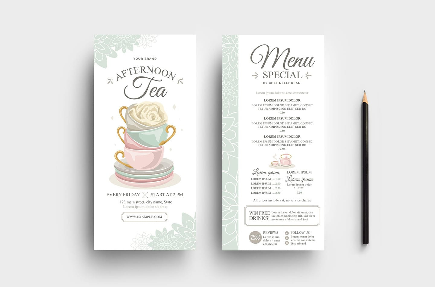 Afternoon Tea Dl Card Template - Psd, Ai &amp;amp; Vector - Brandpacks with Free Afternoon Tea Menu Template