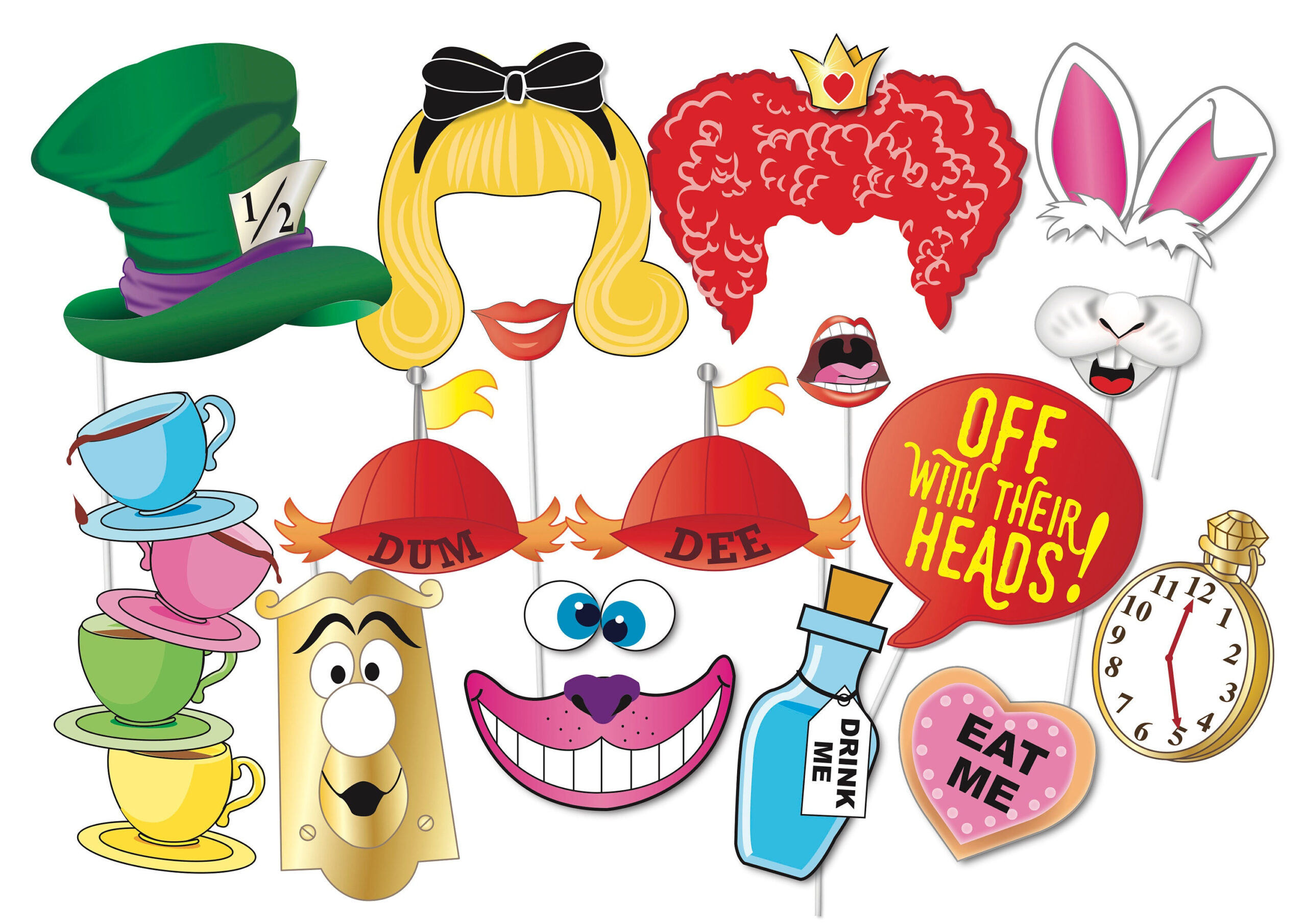 Alice In Wonderland Photo Booth Prop Set, Party Props, Royal Theme in Free Alice in Wonderland Photo Booth Printables