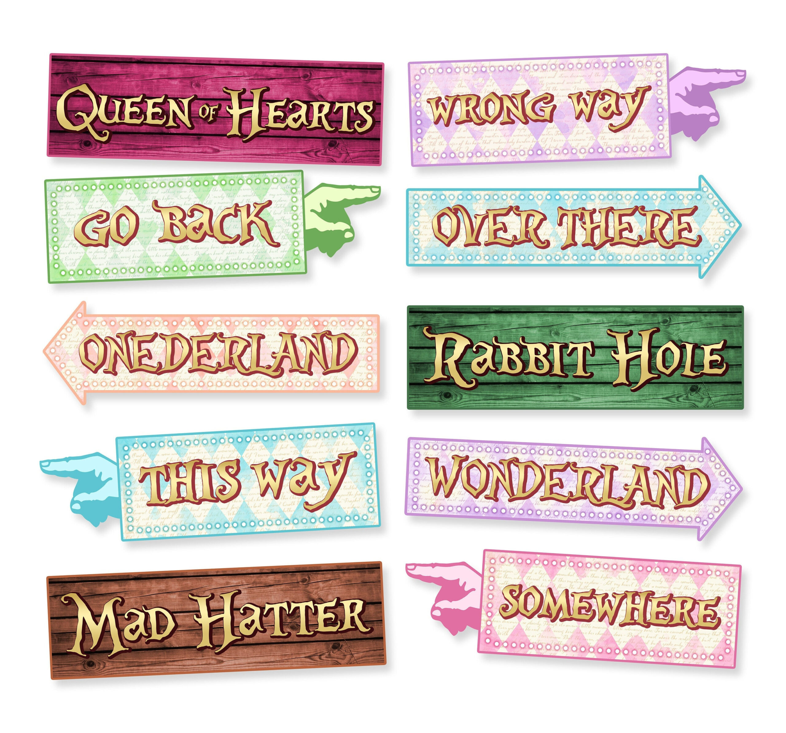 Alice In Wonderland Printable Signs, Instant Download, Onederland with Alice In Wonderland Free Printable Signs