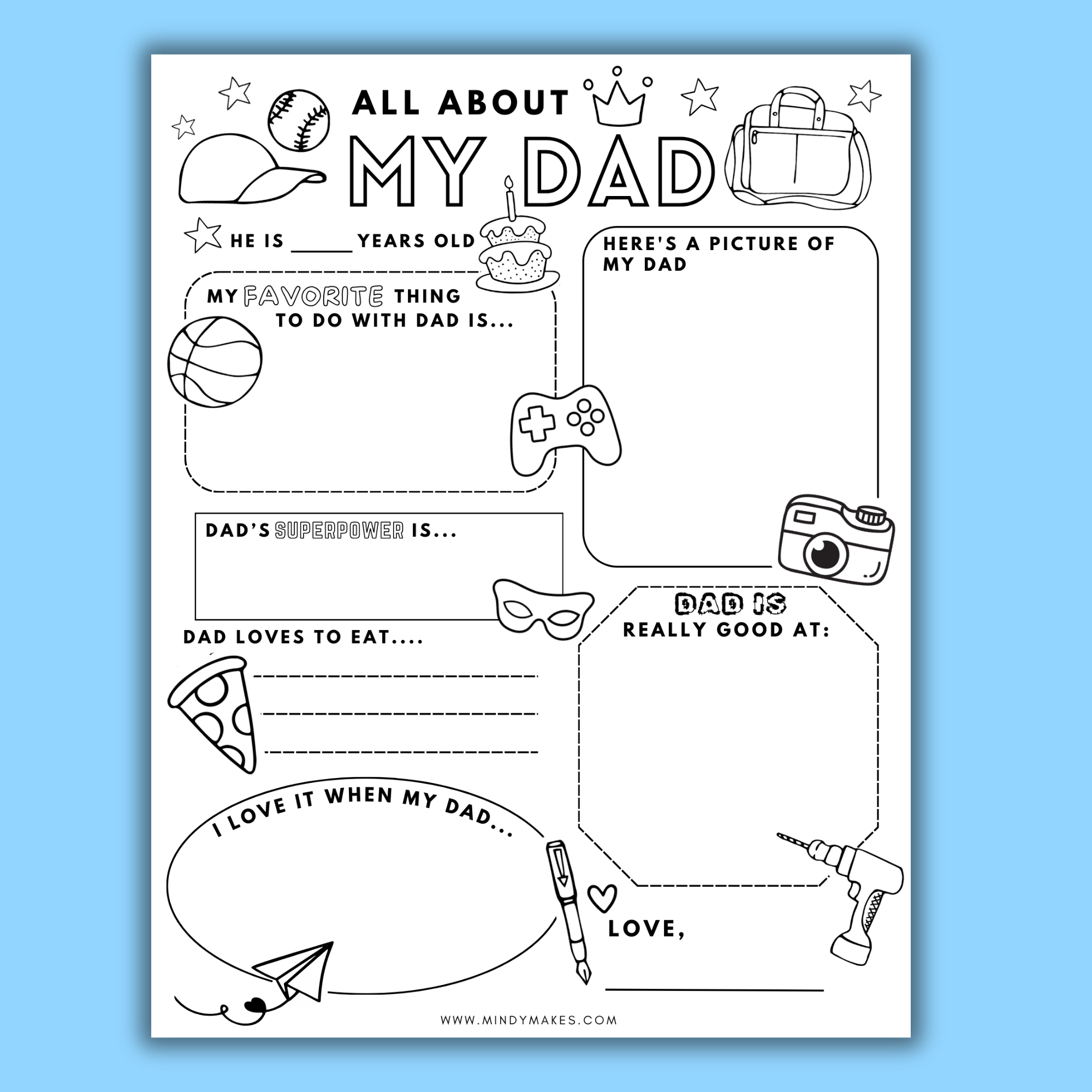 All About Dad Free Printable Pdf pertaining to Fathers Day Fill In The Blank Printable Free