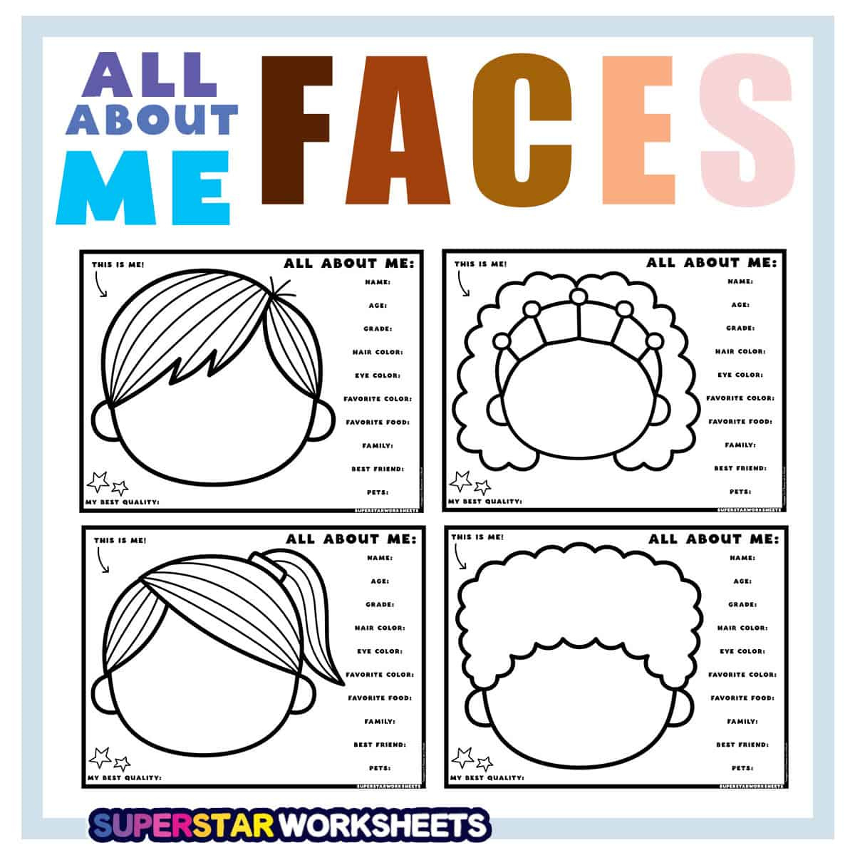 All About Me Face Template (Free Printables) - Superstar Worksheets pertaining to Free Face Template