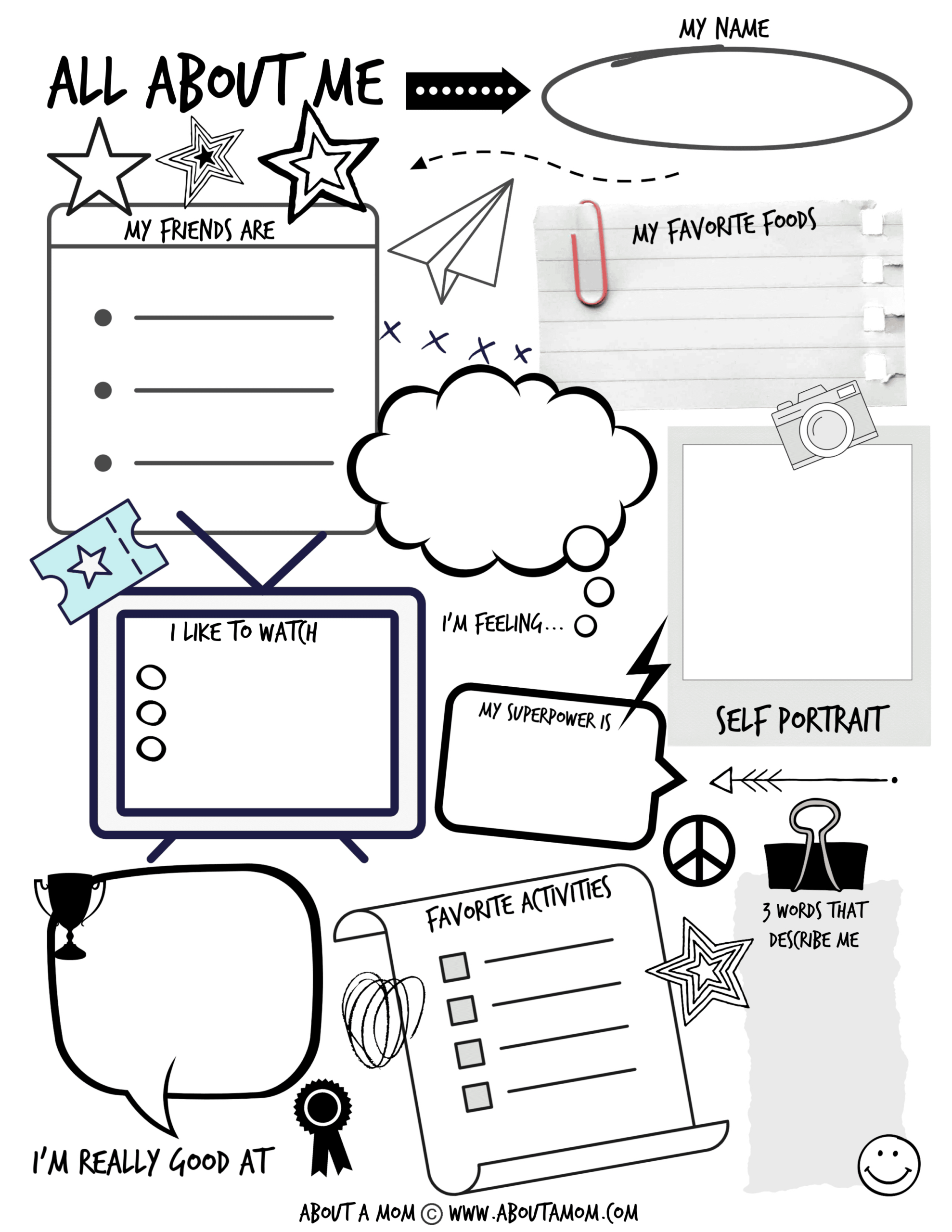 All About Me Printable Activity Page For Kids - About A Mom pertaining to All About Me Free Printable