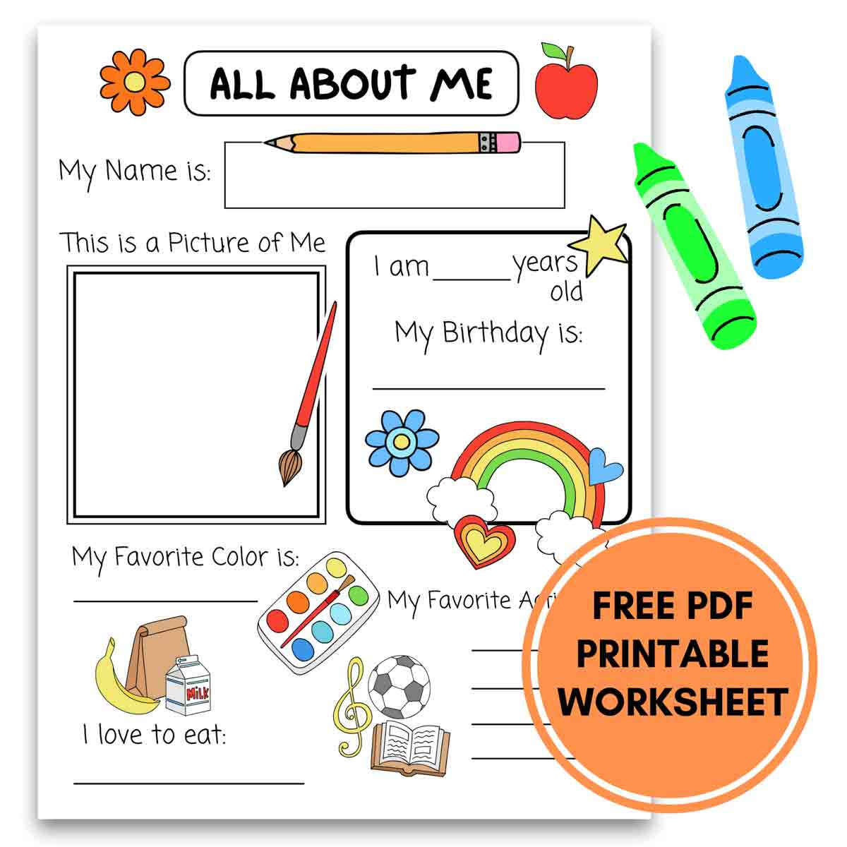 All About Me Printable Preschool Worksheet (Free Pdf) for Free Childcare Printables