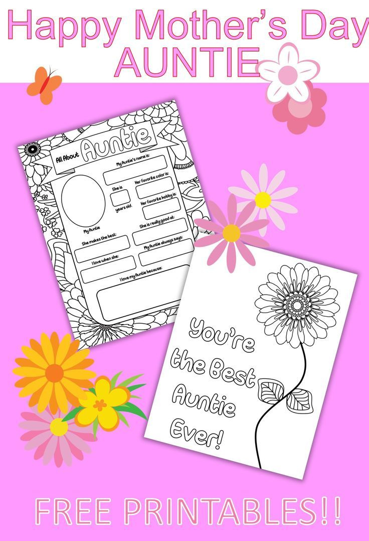 All About My Aunt Printable Mother&amp;#039;S Day regarding Free Printable Mothers Day Card For Aunt