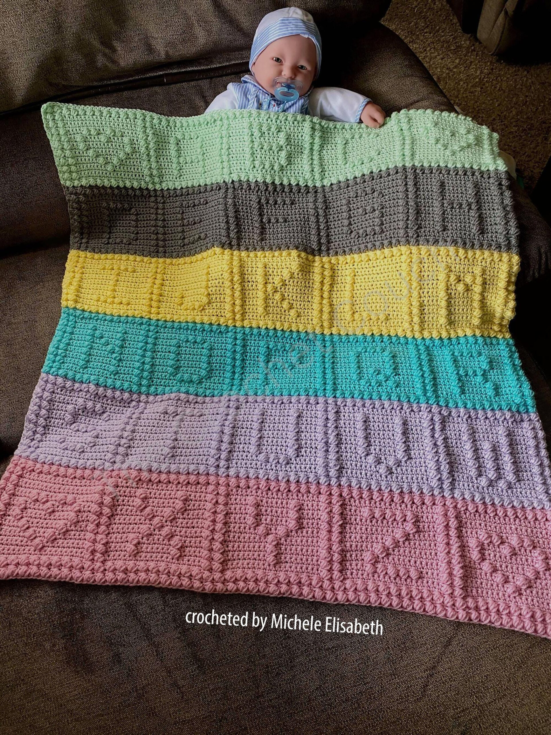 Alphabet Baby Afghan Bobble Stitch Crochet Pattern, Written Row pertaining to Printable Alphabet Free Crochet Bobble Stitch Letter Patterns