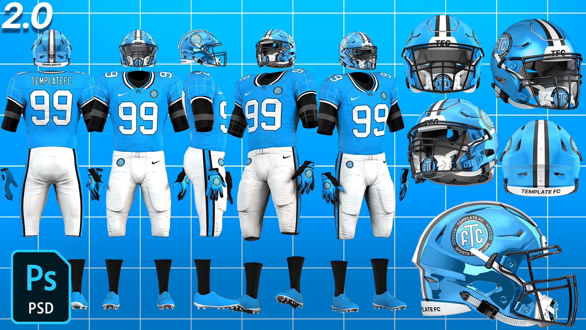 American Football 2.0 Jersey + Helmet Mock-Up Templates in Free Football Helmet Pattern Printable