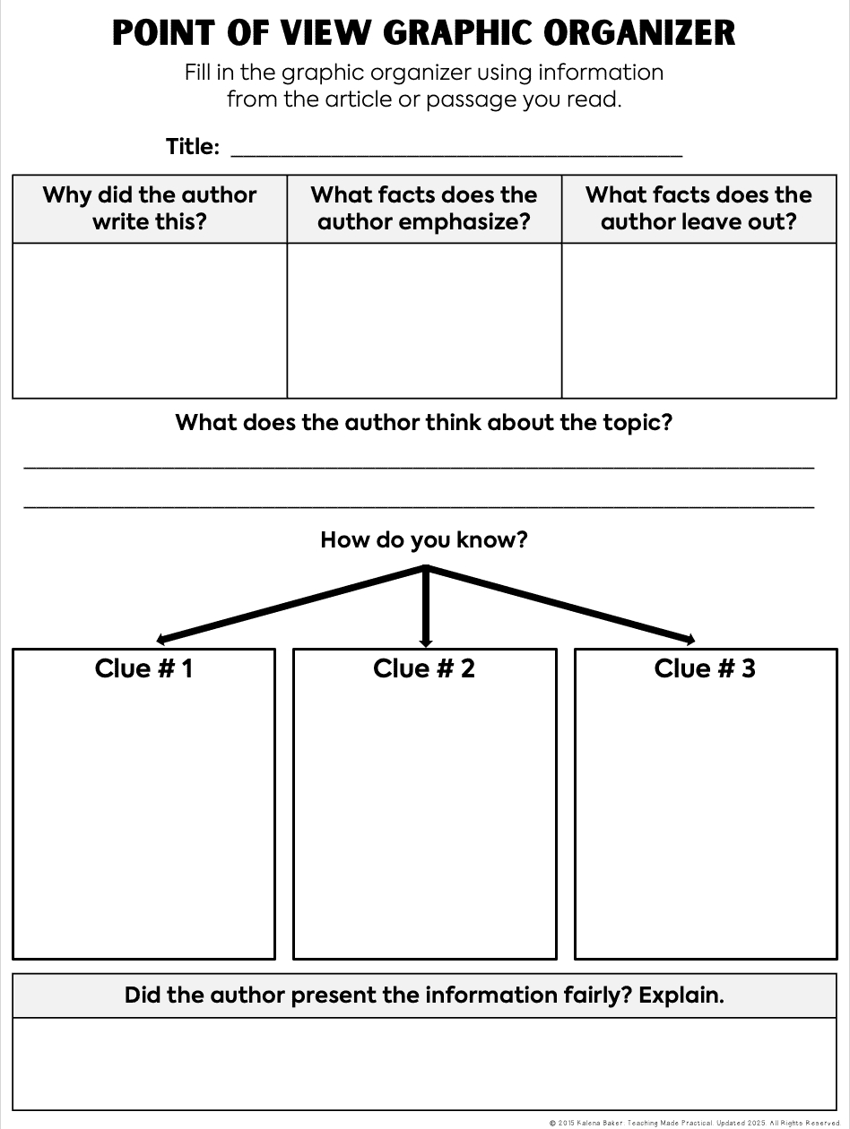 Analyzing Point Of View: 3 Free Graphic Organizers - Teaching Made inside Free Printable Nonfiction Graphic Organizers