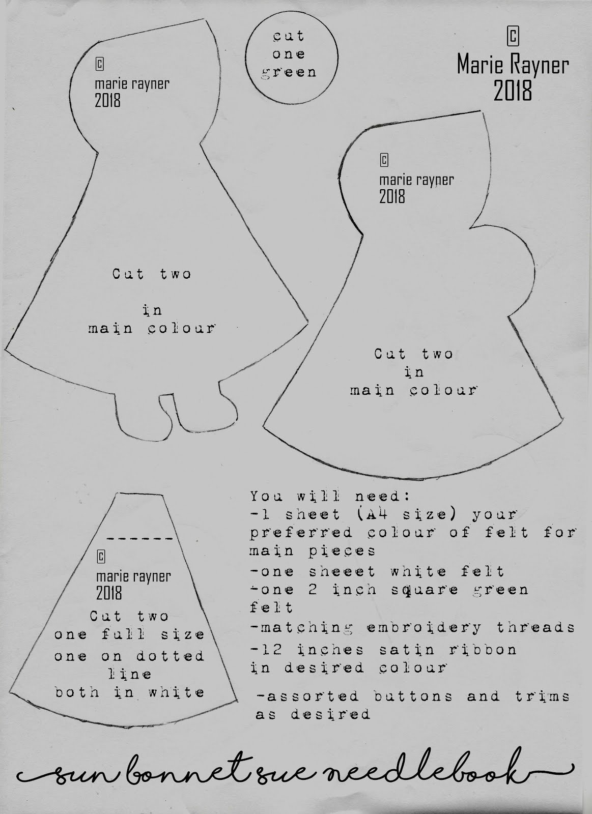 And Then We All Had Tea: A Sunbonnet Sue Needlebook Tutorial in Printable Sunbonnet Sue Patterns To Print