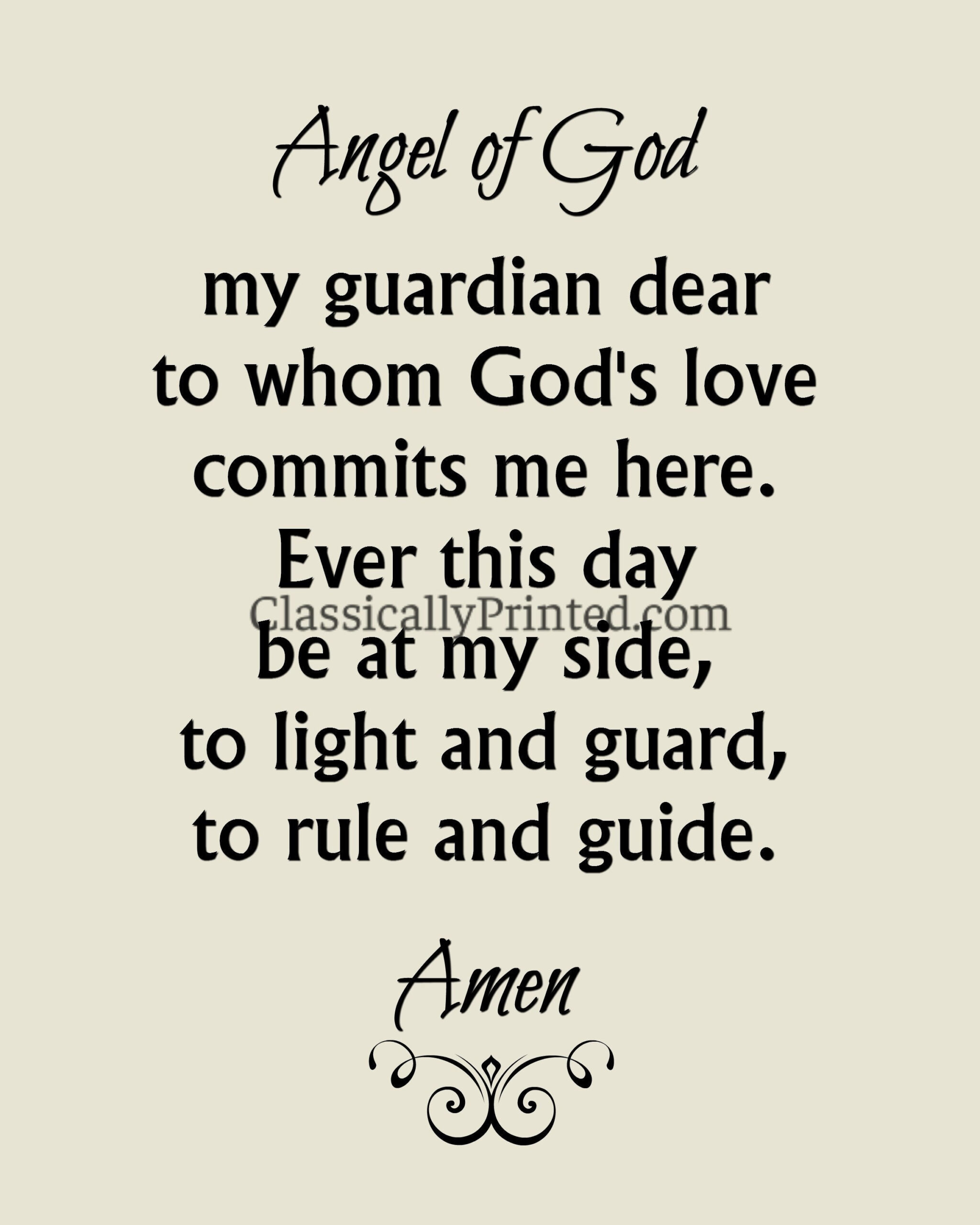 Angel Of God Prayer Print, Guardian Angel Prayer, 5X7 8X10 throughout Guardian Angel Prayer Free Printable