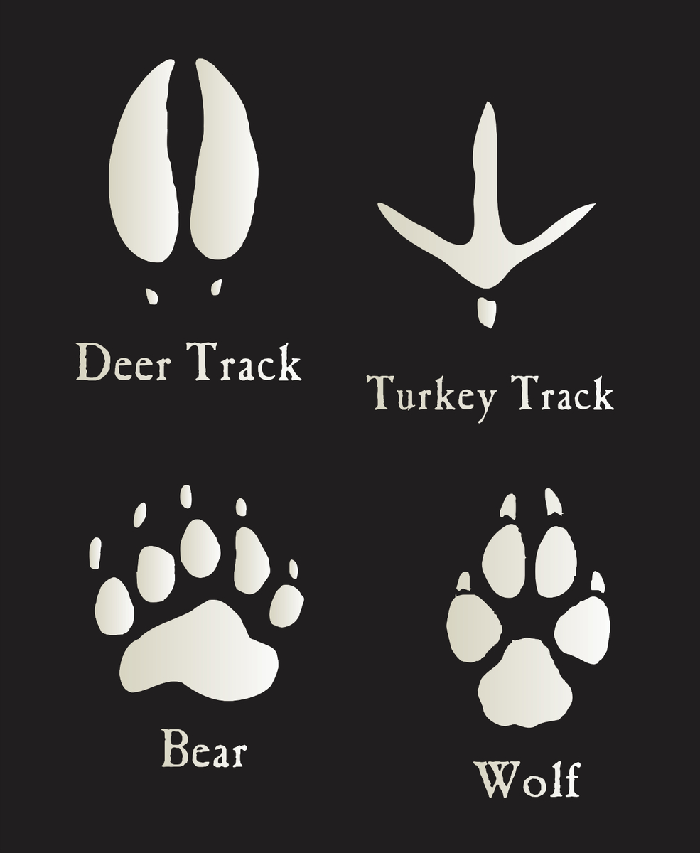 Animal Paw Print Stencil 4&amp;quot; Bear Wolf Deer Turkey Tracks Diy Craft Signs Joanie intended for Printable Deer Track Stencils