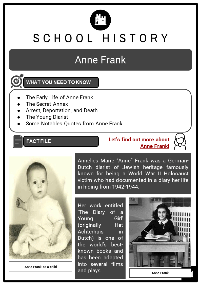 Anne Frank Facts, Worksheets, Early Life, Secret Annex &amp;amp; Arrest intended for Anne Frank Free Printable Worksheets