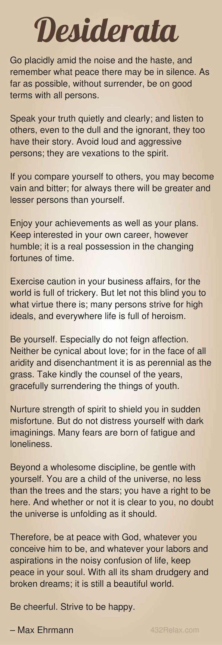 Another Desiderata Poem Image. Visit Page To Download Free regarding Desiderata Free Printable Copy