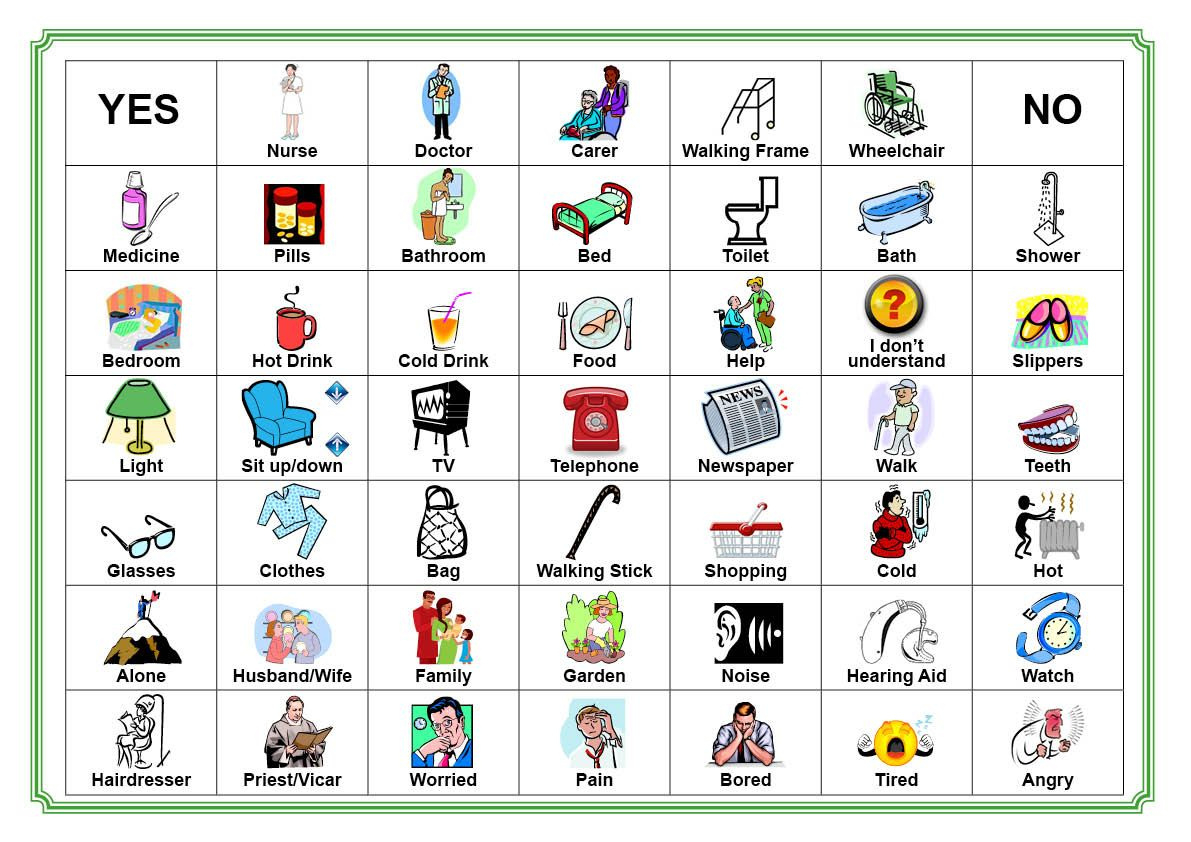 Aphasie: 9 Kommunikationstafeln Ideen, Die Du Dir Heute Merken with Free Printable Communication Boards For Stroke Patients