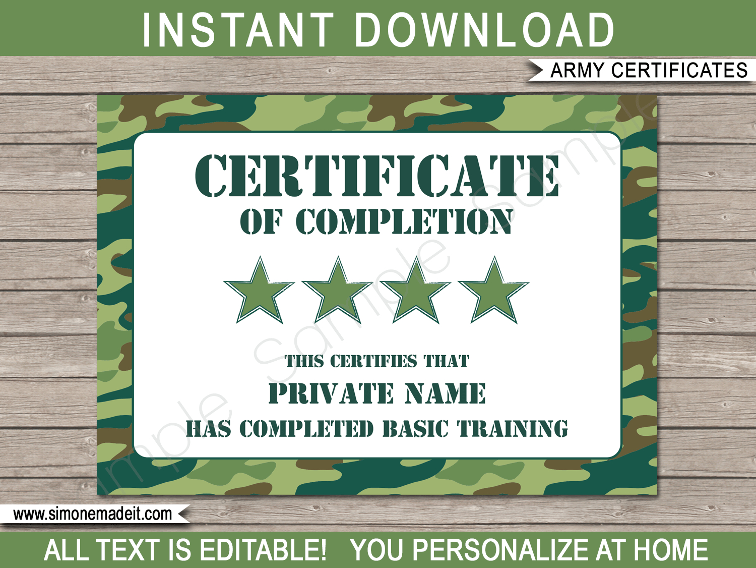 Army Certificate Template - Green Camo inside Army Certificate Templates Free