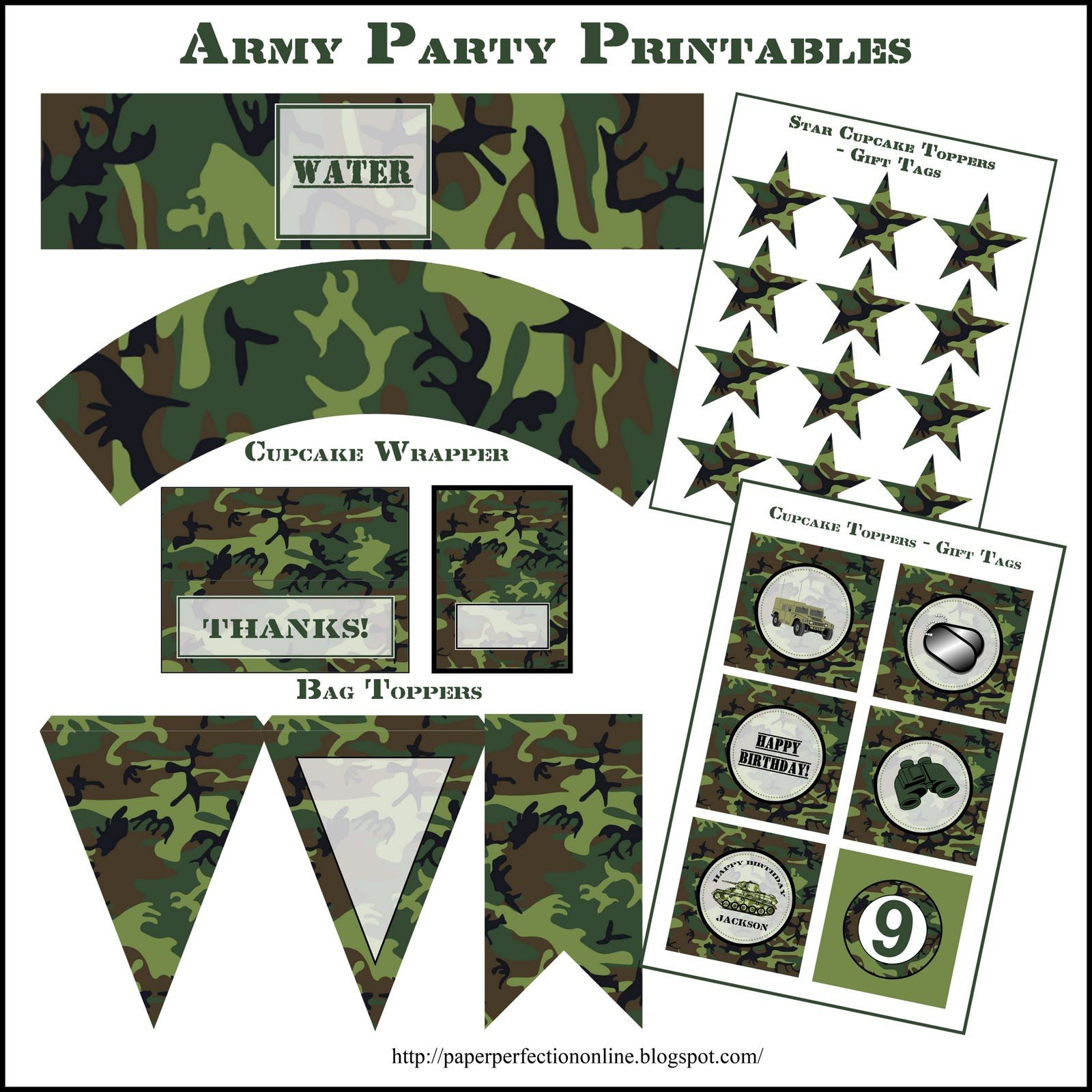 Army Party Printables regarding Free Camouflage Party Printables