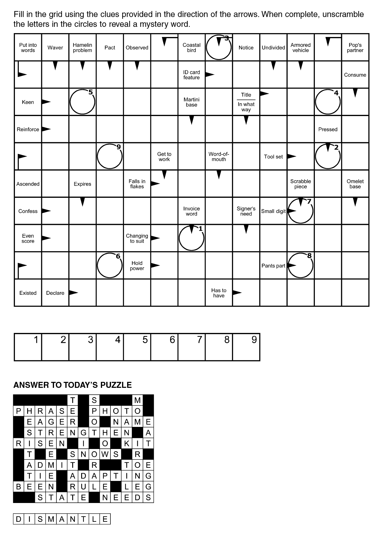 Arrowwords with regard to Free Printable Arrow Word Puzzles