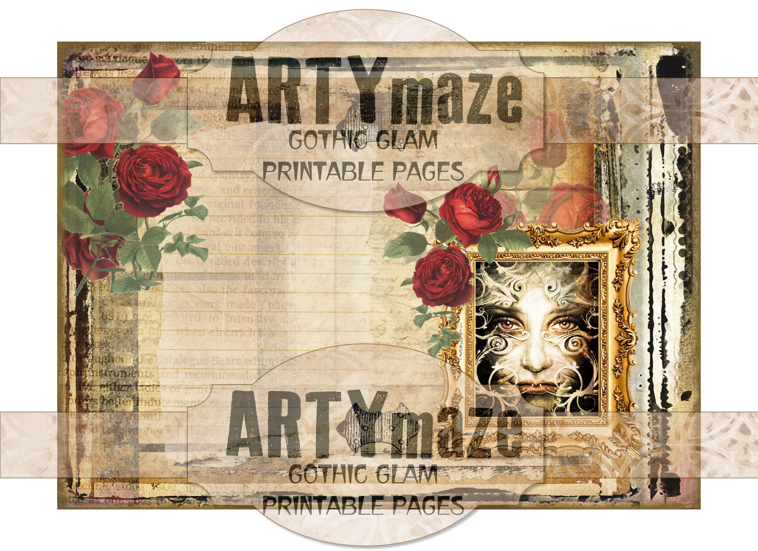 Artymaze Gothic Glam Themed Printable Pages Instant Download - Etsy with Artymaze Free Printables