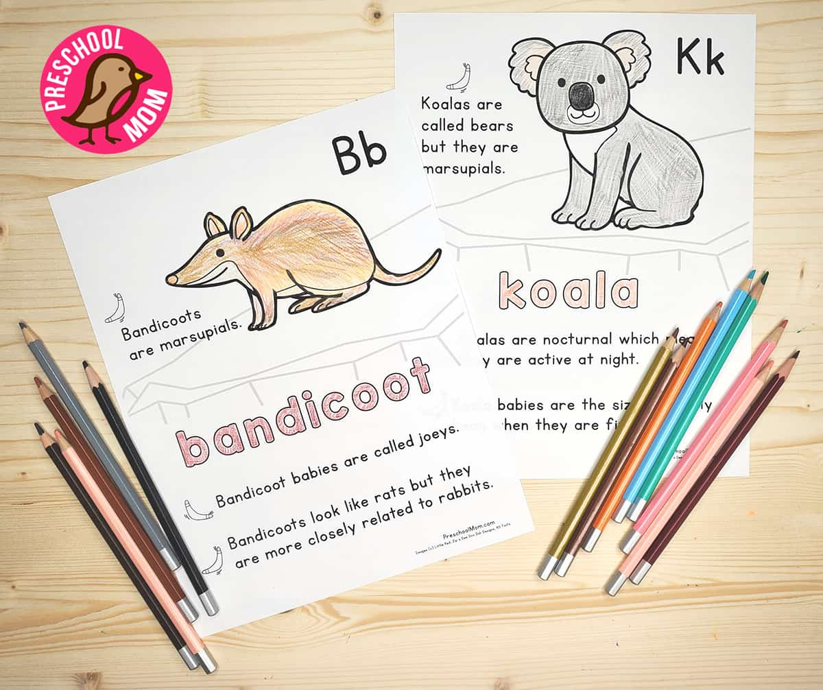 Australia Animals Abc Worksheets - Preschool Mom pertaining to Australian Animals Printables Free