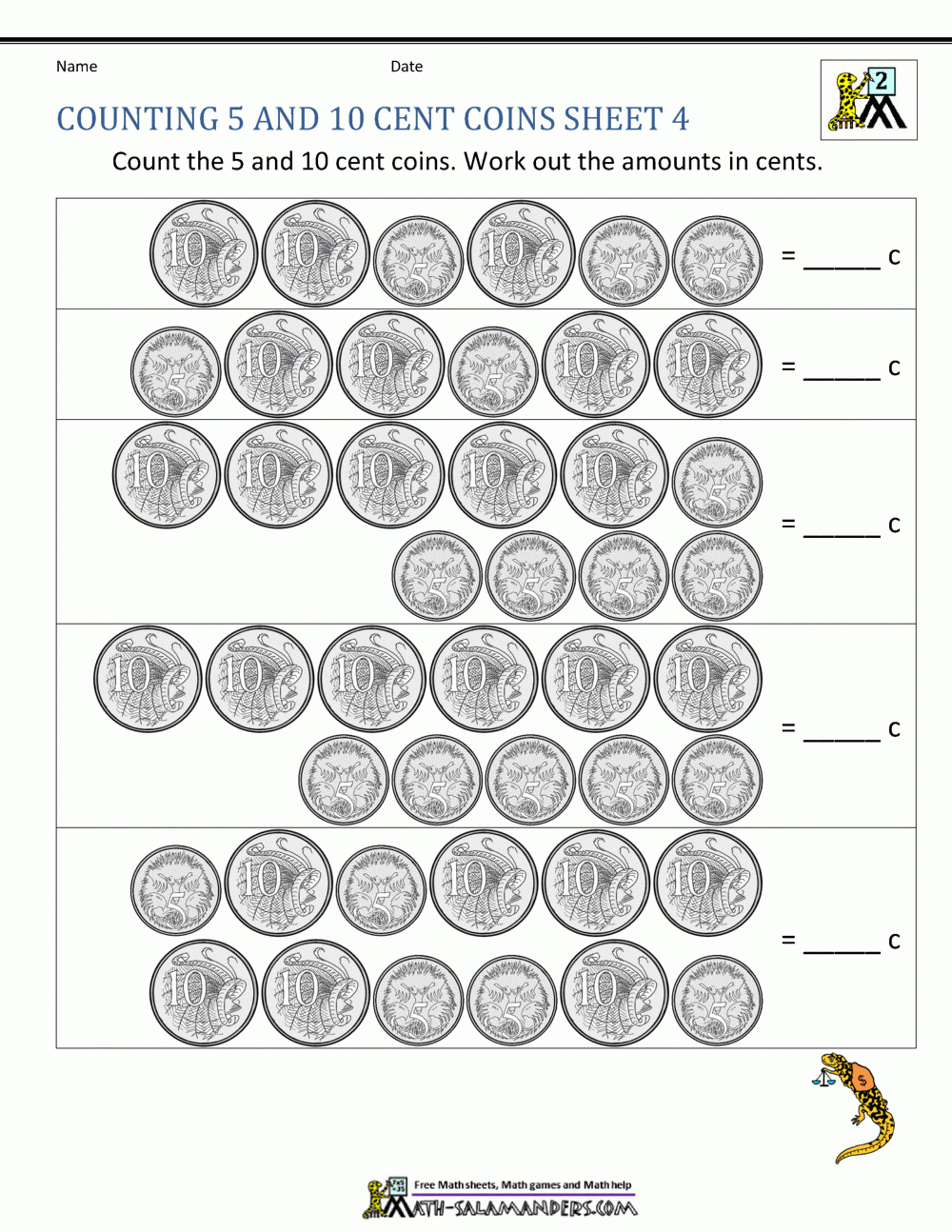 Australian Money Worksheets throughout Free Australian Money Printables