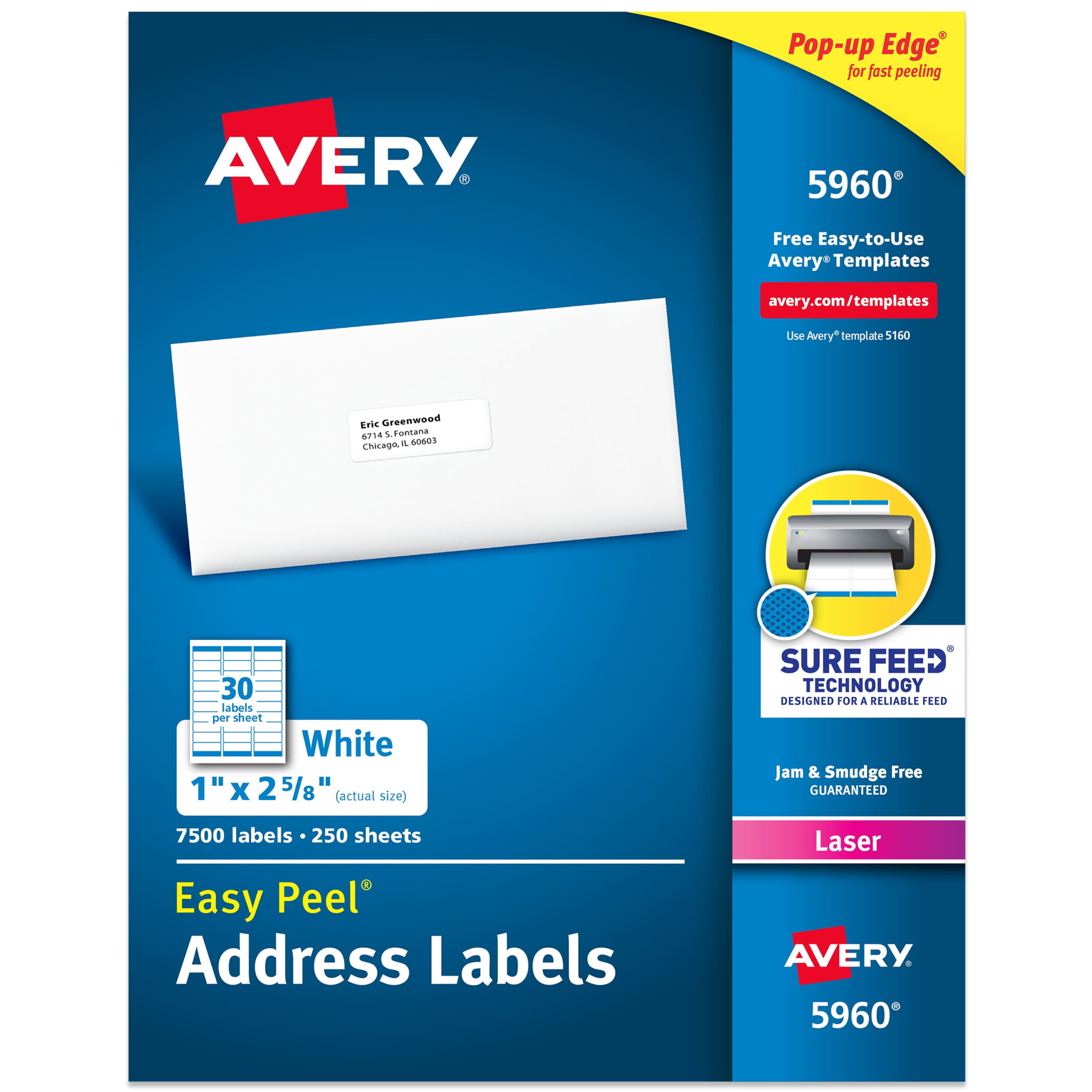 Avery Easy Peel Address Labels, 1&amp;quot; X 2-5/8&amp;quot;, White, 7,500 Labels (5960) inside Avery 5960 Template Free