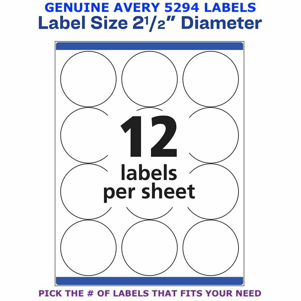 Avery High-Visibility Laser 2.5&amp;quot; Round Labels (5294) Pick Your Own # Of Label in Avery 5294 Template Free Download