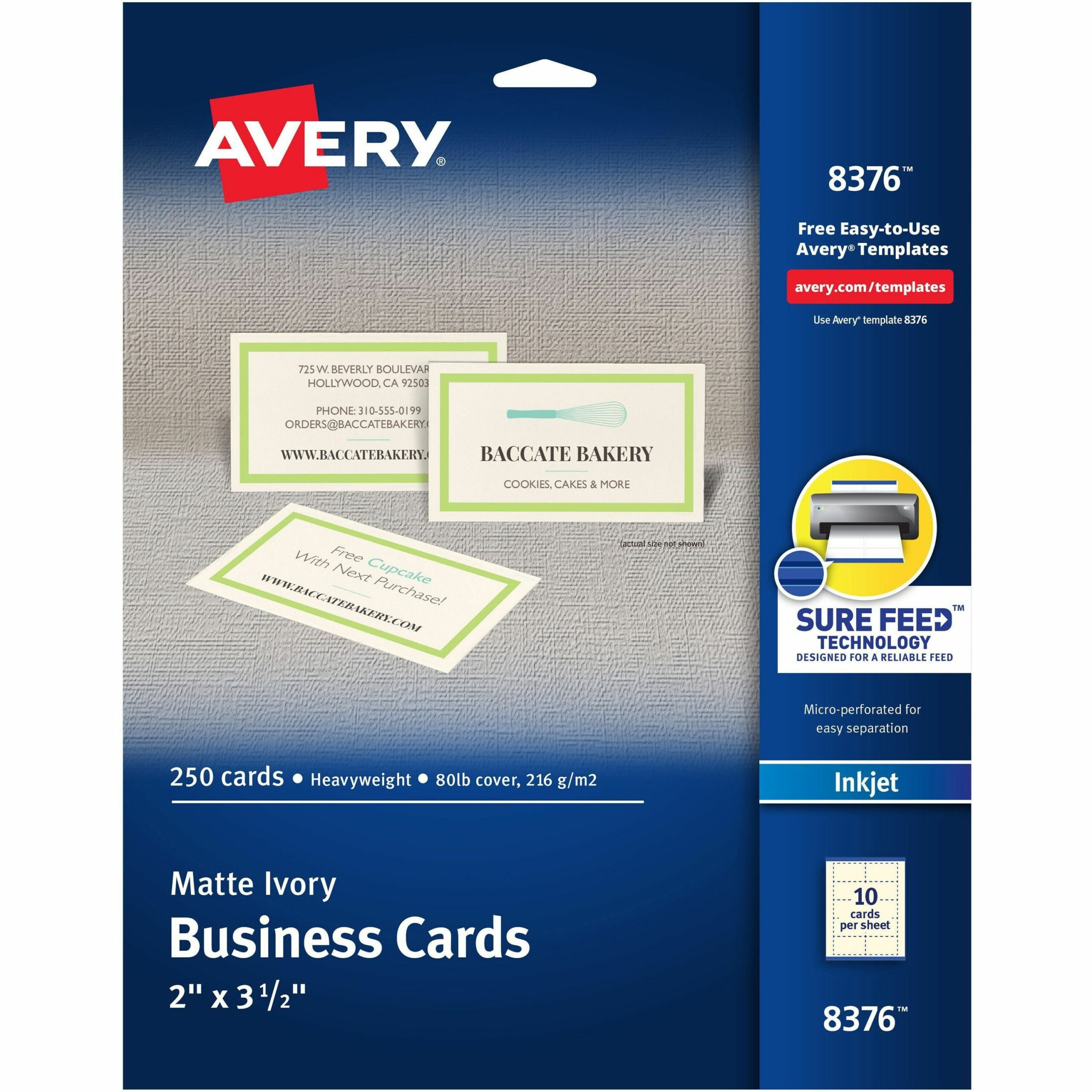Avery Inkjet,Matte Business Cards,2X3.5,Pk250 (8376) | Zoro intended for Avery Free Business Card Templates 8371