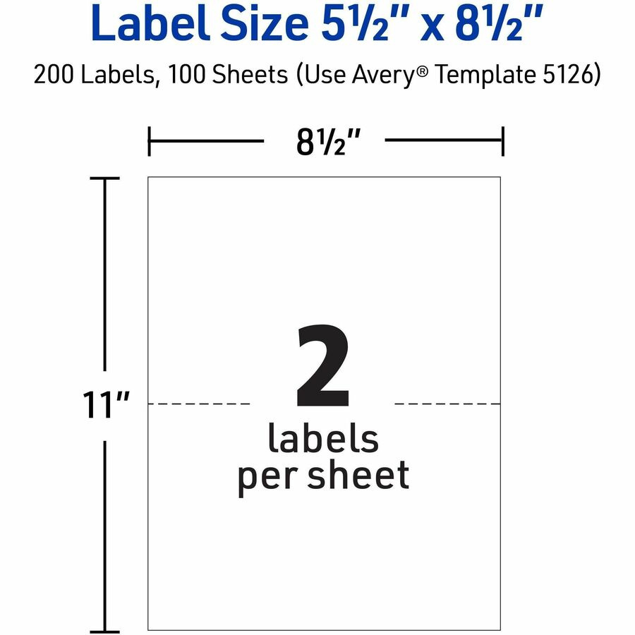 Avery® Internet Shipping Labels, 5.5" X 8.5" , 200 Total (05126 regarding 5126 Avery Template Free Download