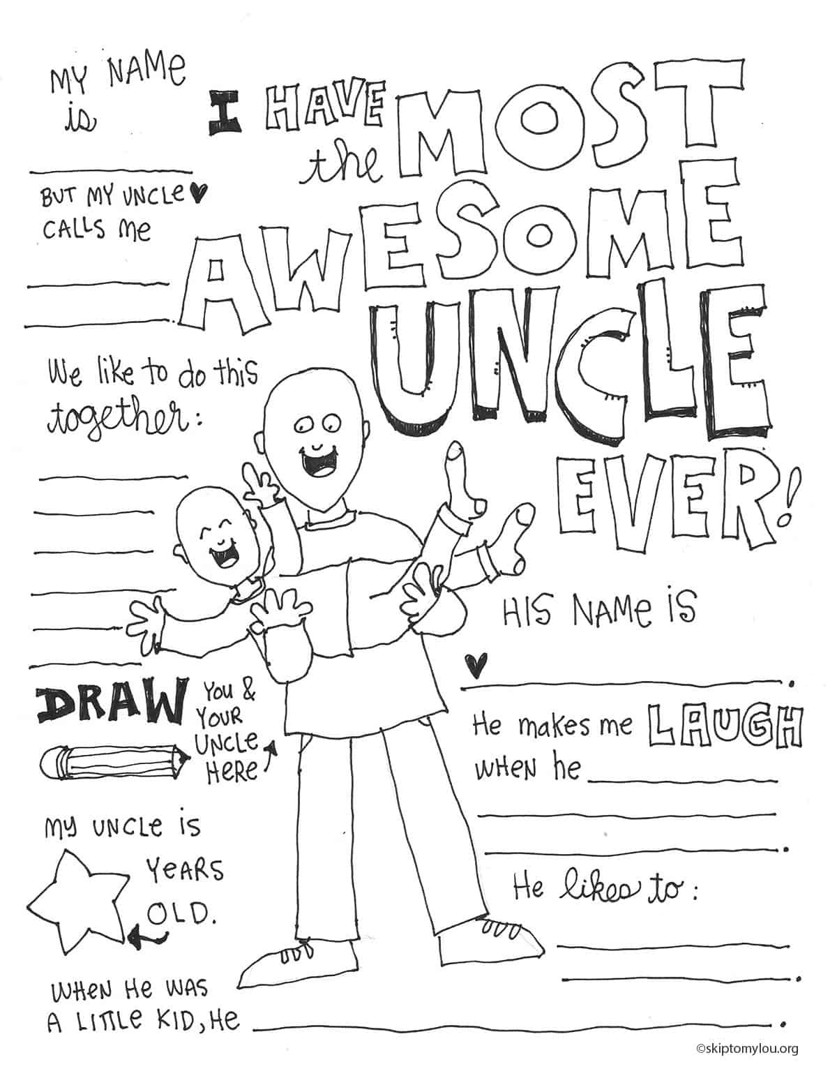 Awesome Uncle Coloring Page | Skip To My Lou in All About My Uncle Free Printable