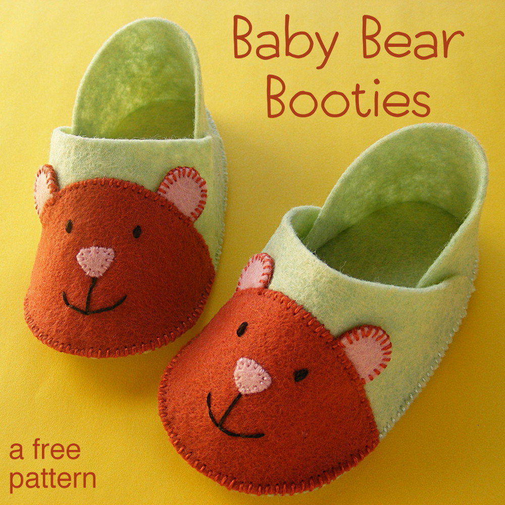 Baby Bear Booties – A Free Felt Booties Pattern - Shiny Happy World pertaining to Printable Felt Slipper Pattern
