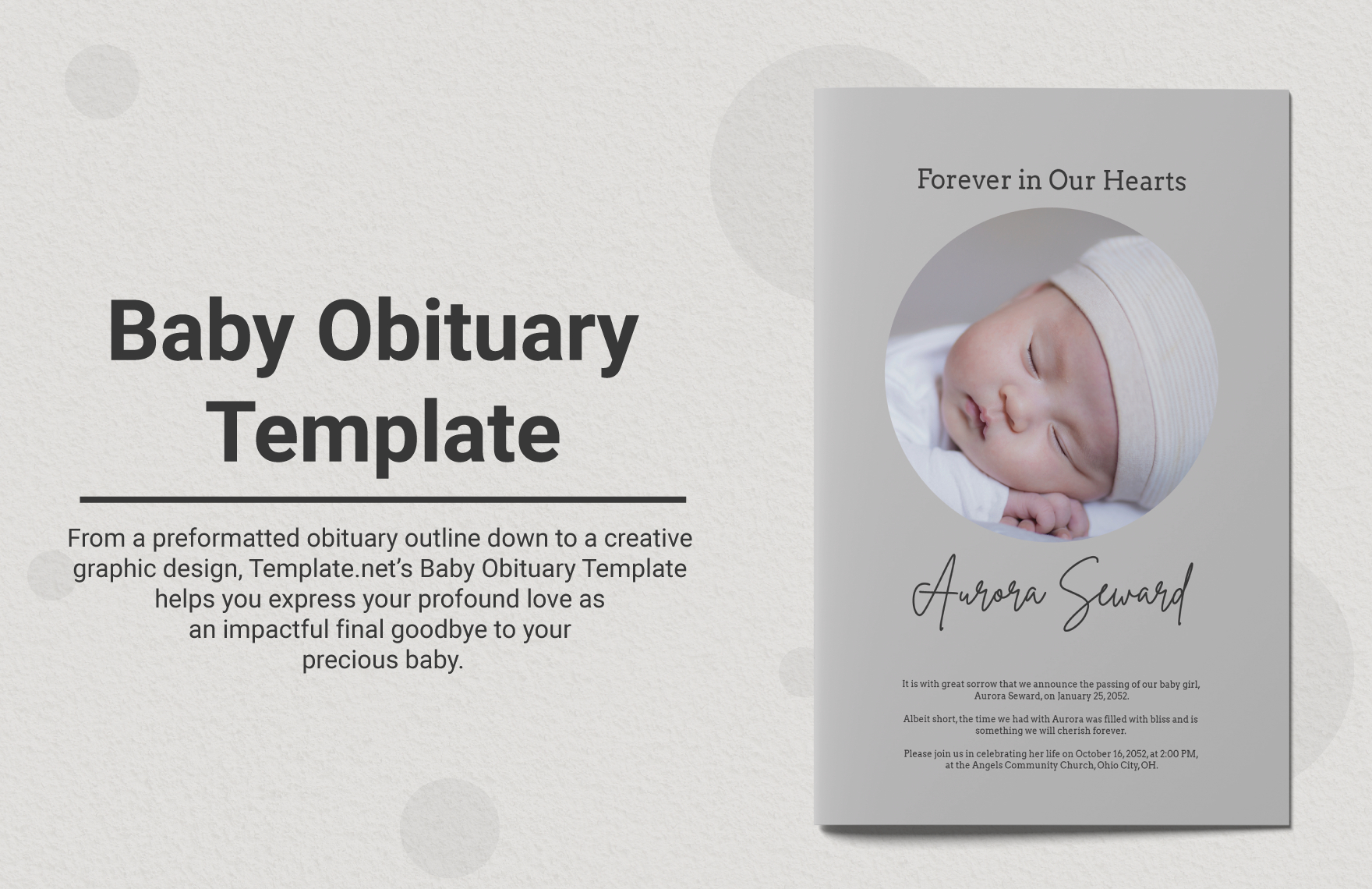 Baby Obituary Template In Word, Illustrator, Psd - Download intended for Free Baby Obituary Template