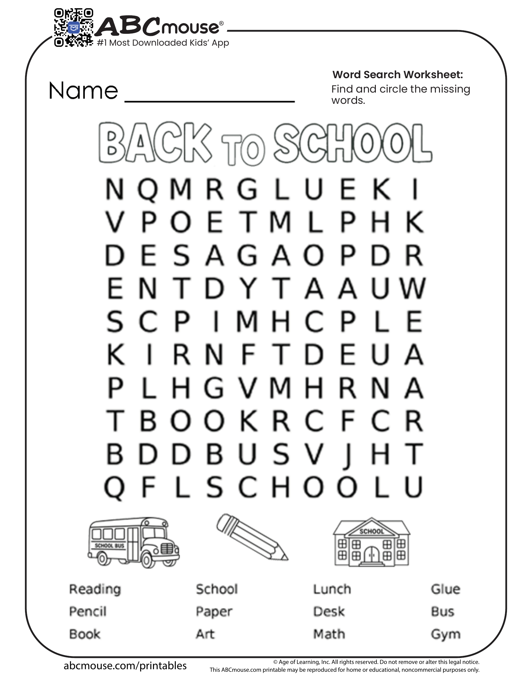 Back To School Worksheets For Kids | Abcmouse within Abc Mouse Free Printables