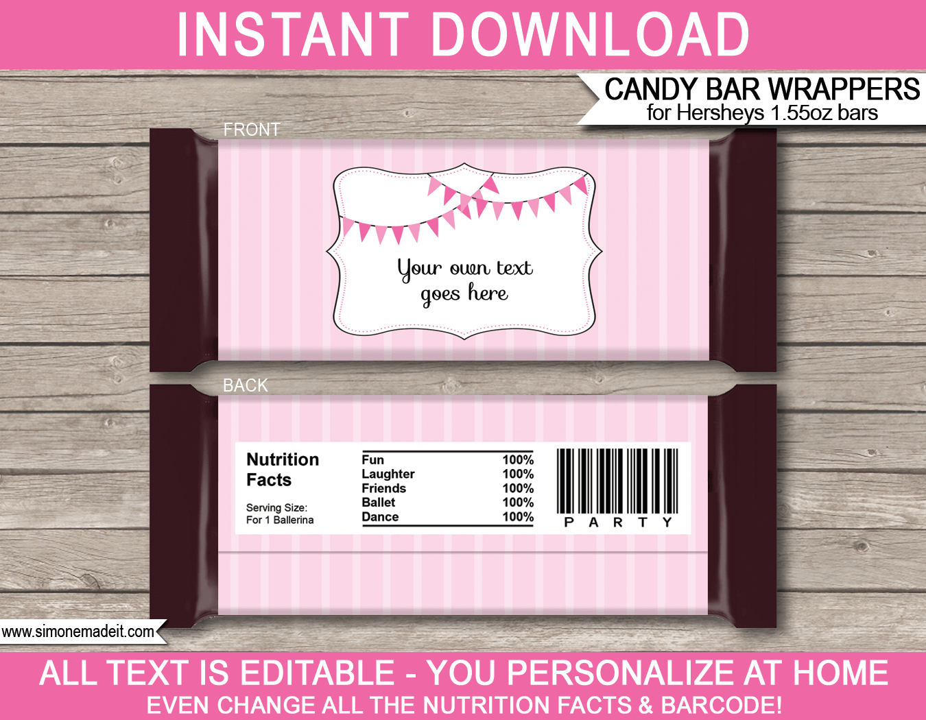 Ballerina Hershey Candy Bar Wrappers Template pertaining to Free Candy Wrapper Template