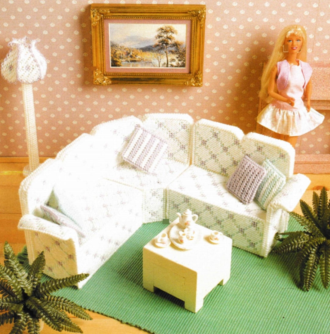 Barbie Furniture Plastic Canvas Pattern Pdf Book Instant Download Fashion Doll House Living Room Sofa Couch Lamp Pillows Patterns - Etsy.de regarding Free Printable Plastic Canvas Barbie Furniture Patterns