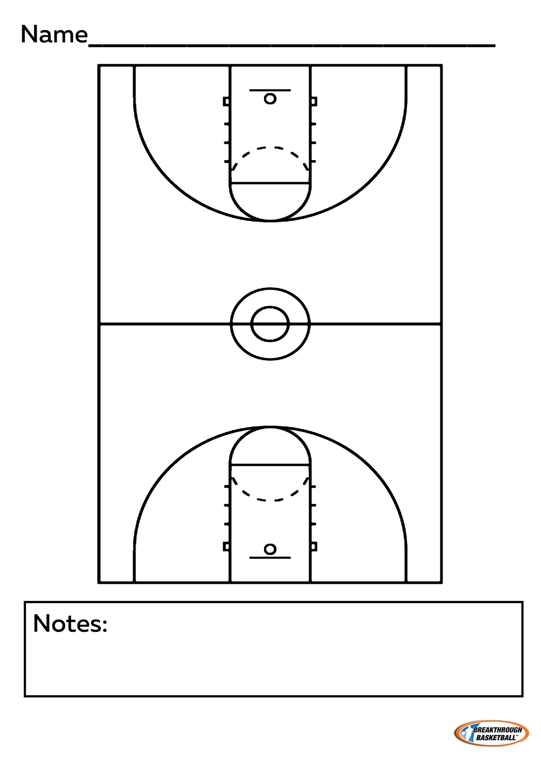 Basketball Court Diagram regarding Free Printable Basketball Half Court