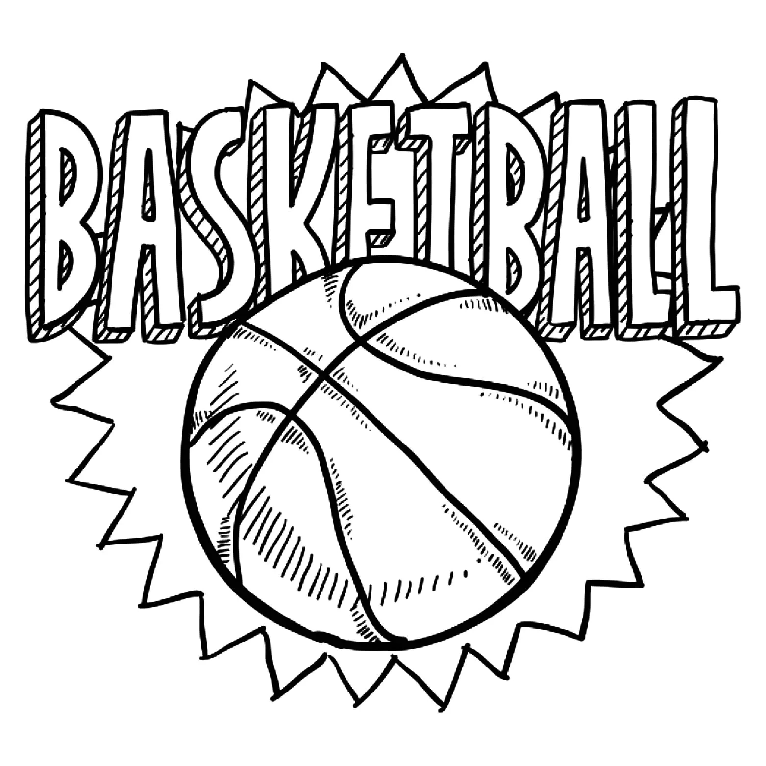 Basketball Image To Download And Color - Basketball Coloring Pages for Free Printable Basketball Images