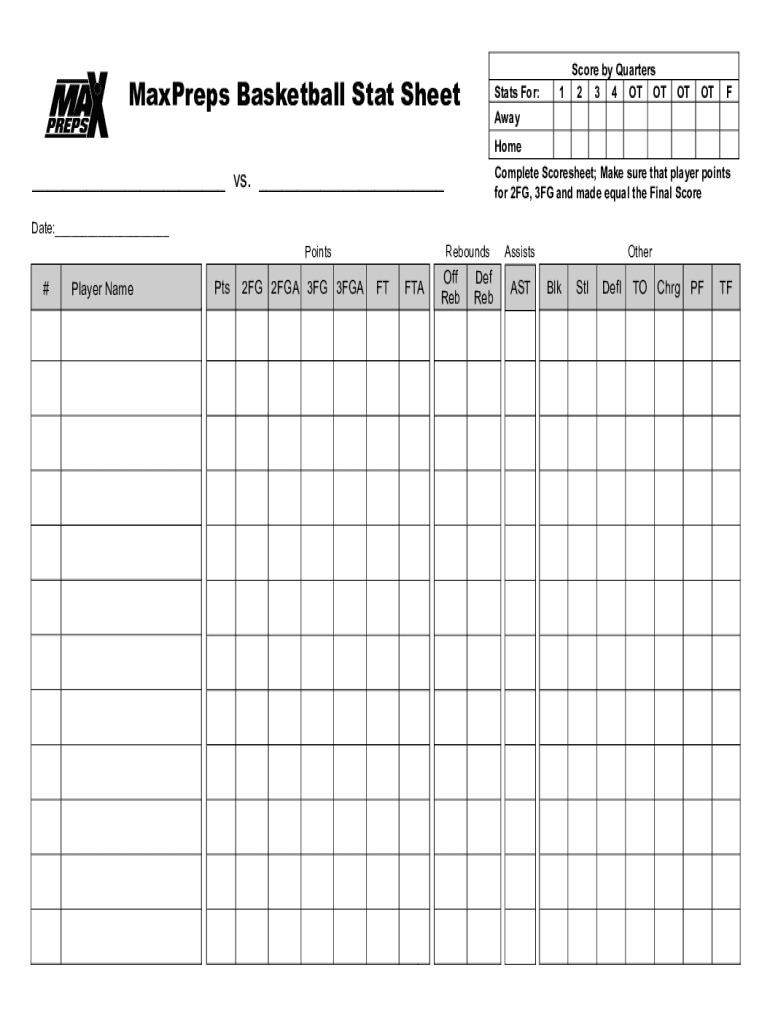 Basketball Stat Sheet Online: Fill Out &amp;amp; Sign Online | Dochub with regard to Basketball Stat Sheet Template Free Download