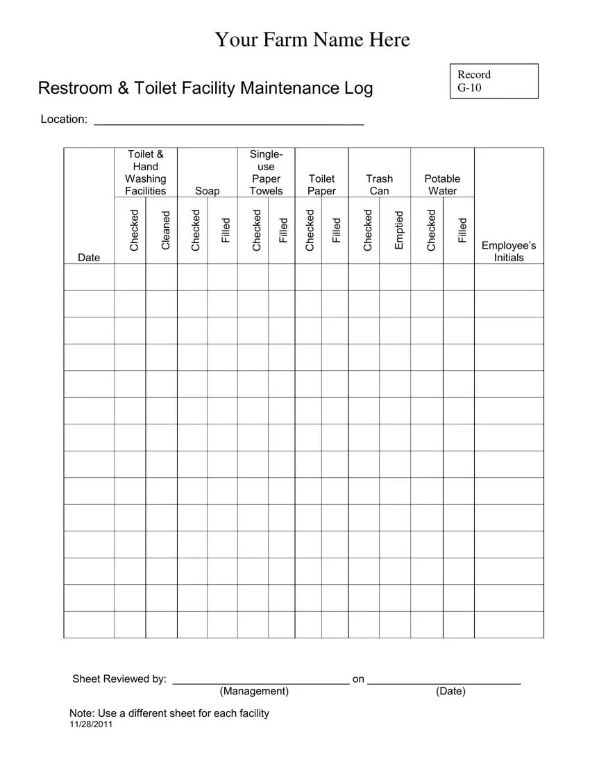 Bathroom Cleaning Log Sheet ≡ Fill Out Printable Pdf Forms Online with Free Bathroom Cleaning Log Template