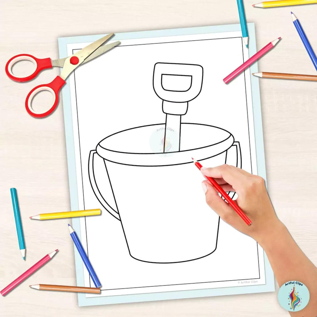 Beach Bucket Template Set: Printable Black And White Images pertaining to Free Printable Bucket Template