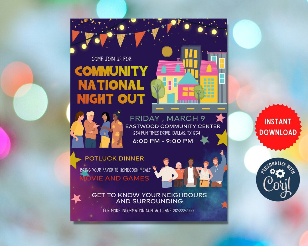 Bearbeitbare National Community Night Out, Nachbarschaft Block within Free Templates For National Night Out Flyers And Images