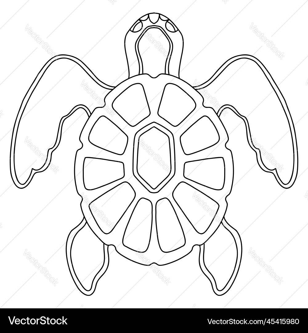 Beautiful Sea Turtle Coloring Template Royalty Free Vector in Free Printable Sea Turtle Template