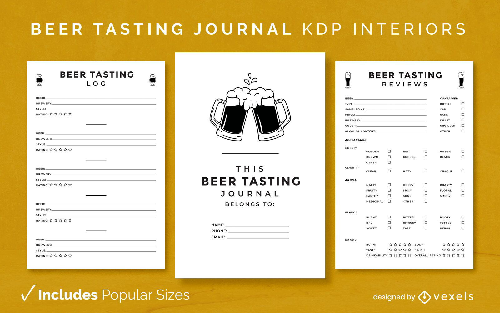Beer Tasting Journal Design Template Kdp Vector Download within Beer Tasting Free Printables
