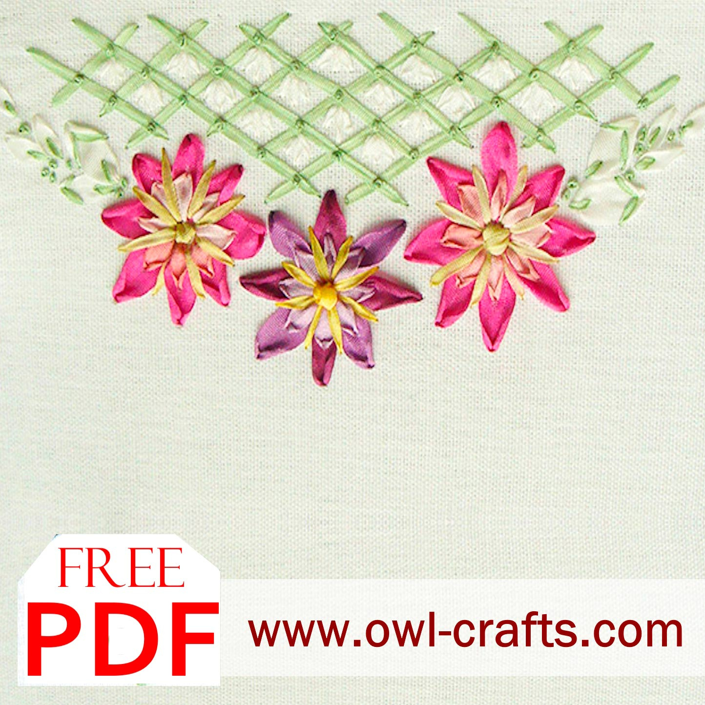 Beginners Ribbon Embroidery - Three Flowers Pdf regarding Free Printable Ribbon Embroidery Patterns